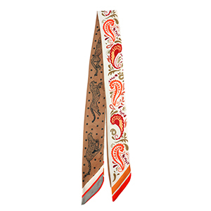 Bandana foulard con fiore/leopardo bianco-marrone chiaro-arancione