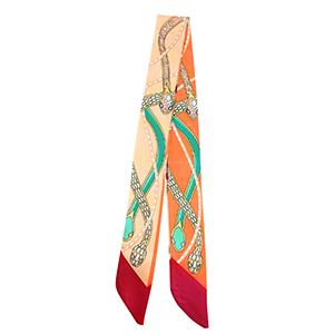 Bandana foulard con serpente arancio albicocca-verde-rosso scuro