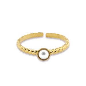 Anelli in acciaio inossidabile perla oro-bianco