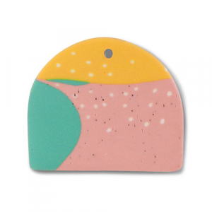 Pendenti di polimero verde-rosa-giallo ocra