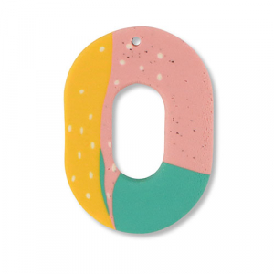 Pendenti di polimero ovale verde-rosa-giallo ocra