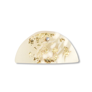 Pendenti di polimero semi-rotondo biancastro-beige-oro