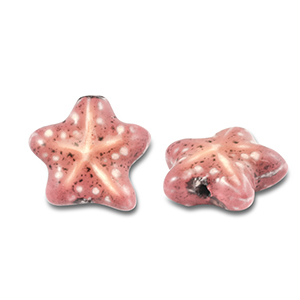 Perline di ceramica stella marina rosa vintage