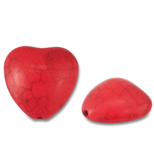 Perline di ceramica cuore rosso