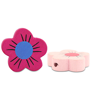 Perline di legno fiore multicolore