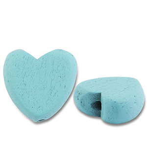 Perline di legno cuore blu chiaro