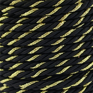 Cordoncino alla moda spirale 3mm nero-oro