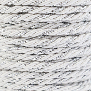 Cordoncino alla moda spirale 3mm bianco-argento
