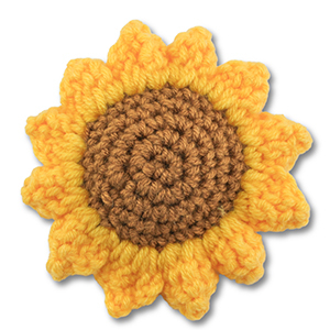 Girasole all'uncinetto giallo-marrone