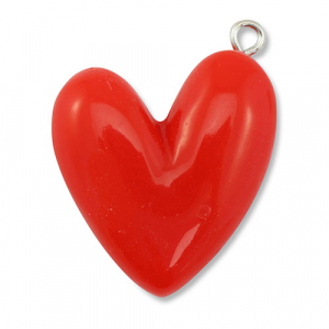 Pendenti in resina cuore rosso