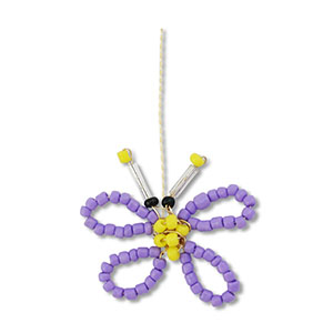 Pendenti con perline di vetro farfalla viola-giallo-nero