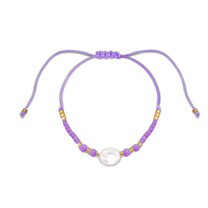 Braccialetti alla moda perline miste viola-bianco-oro