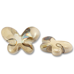 Perline di ceramica greca DQ farfalla beige-marrone