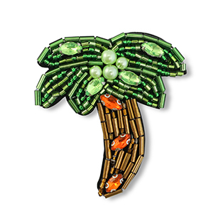 Broches palma verde multicolore-marrone-arancione