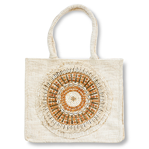 BY31&reg; Borsa da spiaggia biancastro-marrone-oro
