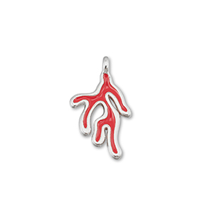 Ciondoli di metallo DQ corallo rosso-argento antico (privo di nichel)