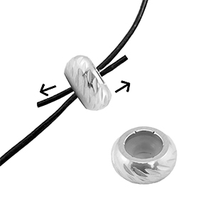 Componenti in acciaio inossidabile chiusura con perline scorrevoli con motivo 7mm argento