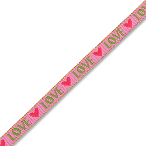 BY31&reg; Nastro con testo "Love" rosa scuro-verde-rosso-oro