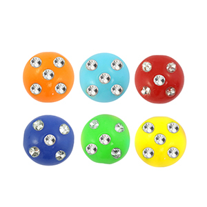 Perline in acrilico con look strass multicolore-argento
