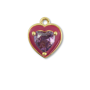 Metallo TQ in ottone ciondolo cuore oro-viola