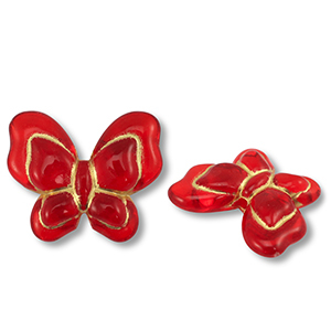 Perline in acrilico farfalla rosso-oro