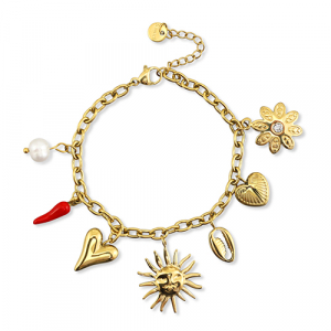 Bracciali in acciaio inossidabile con ciondolo estate oro-rosso-bianco