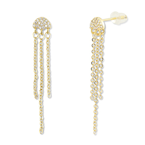 Metallo TQ in ottone orecchini medusa oro-trasparente