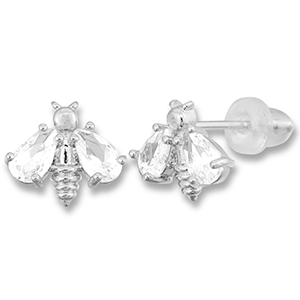 Metallo TQ in ottone orecchini ape argento-trasparente