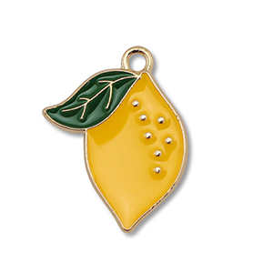 Ciondoli di metallo smalto limone oro-giallo-verde scuro