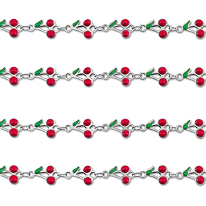 Componenti in acciaio inossidabile catena ciliegie argento-rosso-verde