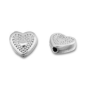 Perline in acciaio inossidabile cuore argento
