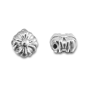 Perline in acciaio inossidabile fiore argento