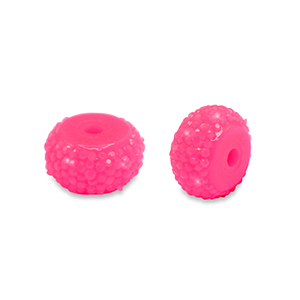 Perline in resina rondella 10mm rosa neon