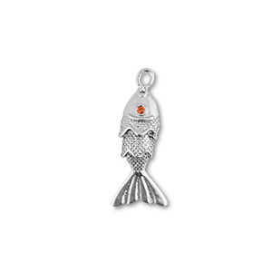 Metallo TQ in ottone ciondolo pesce argento-arancione