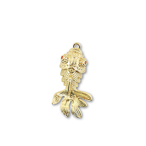 Metallo TQ in ottone ciondolo pesce oro-arancione