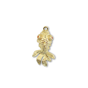 Metallo TQ in ottone ciondolo pesce oro-arancione