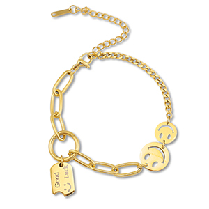 Bracciali in acciaio inossidabile smiley oro