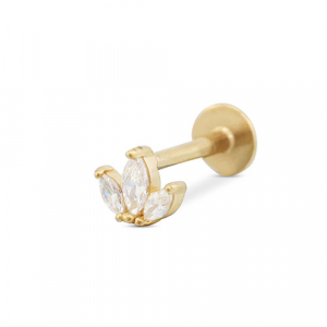 Piercing all'orecchio in acciaio inossidabile foglia oro