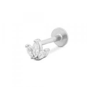 Piercing all'orecchio in acciaio inossidabile foglia argento