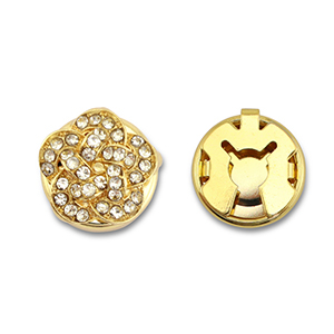 Copri bottoni in ottone Eco-brass&reg; zircone fiore oro-cristallo