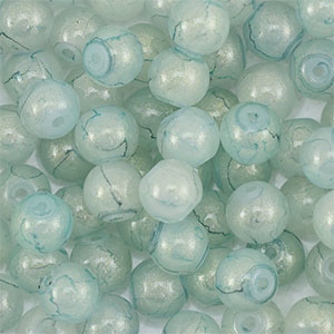 Perline di vetro con glitterato 8mm verdoso gris-oro