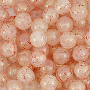 Perline di vetro con glitterato 6mm rosa polvere-oro