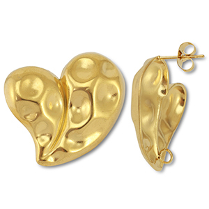 Componenti in acciaio inossidabile orecchini cuore con anellino oro