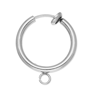 Componenti in acciaio inossidabile orecchini a cerchio clip con anellino 18mm argento