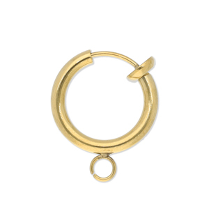 Componenti in acciaio inossidabile orecchini a cerchio clip con anellino 14mm oro