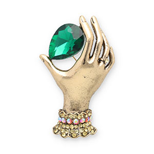 Broches mano oro-verde-multicolore