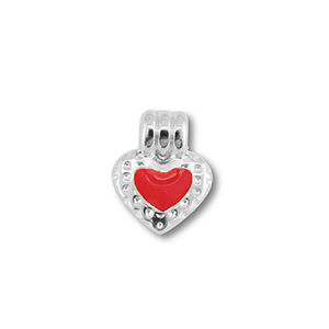 Ciondoli di metallo DQ cuore argento antico (privo di nichel)-rosso