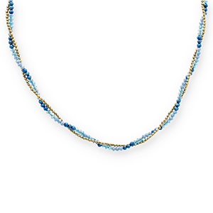 Collane in acciaio inossidabile perline sfaccettate oro-blu-blu scuro