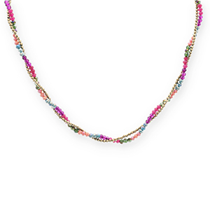 Collane in acciaio inossidabile perline sfaccettate oro-multicolore