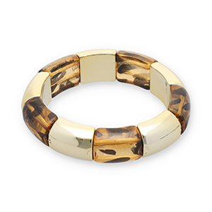 Bracciali in resina con stampa leopardo oro-trasparente marrone ambra chiaro-nero